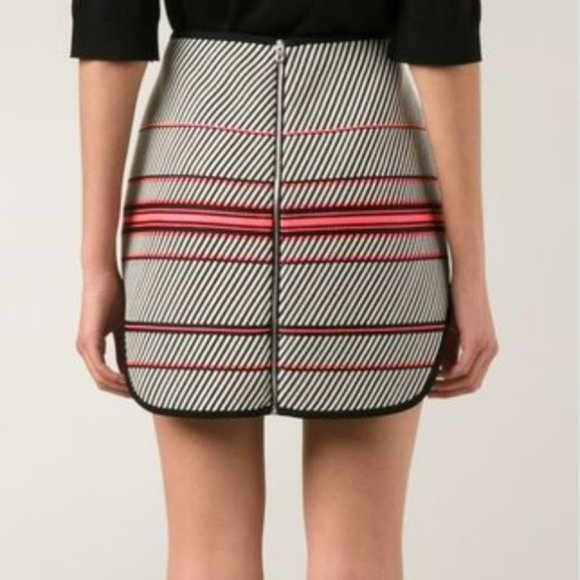 Rag & Bone New York Angular Stripe Embroidered Mini skirt Black White Pink - Picture 4 of 16